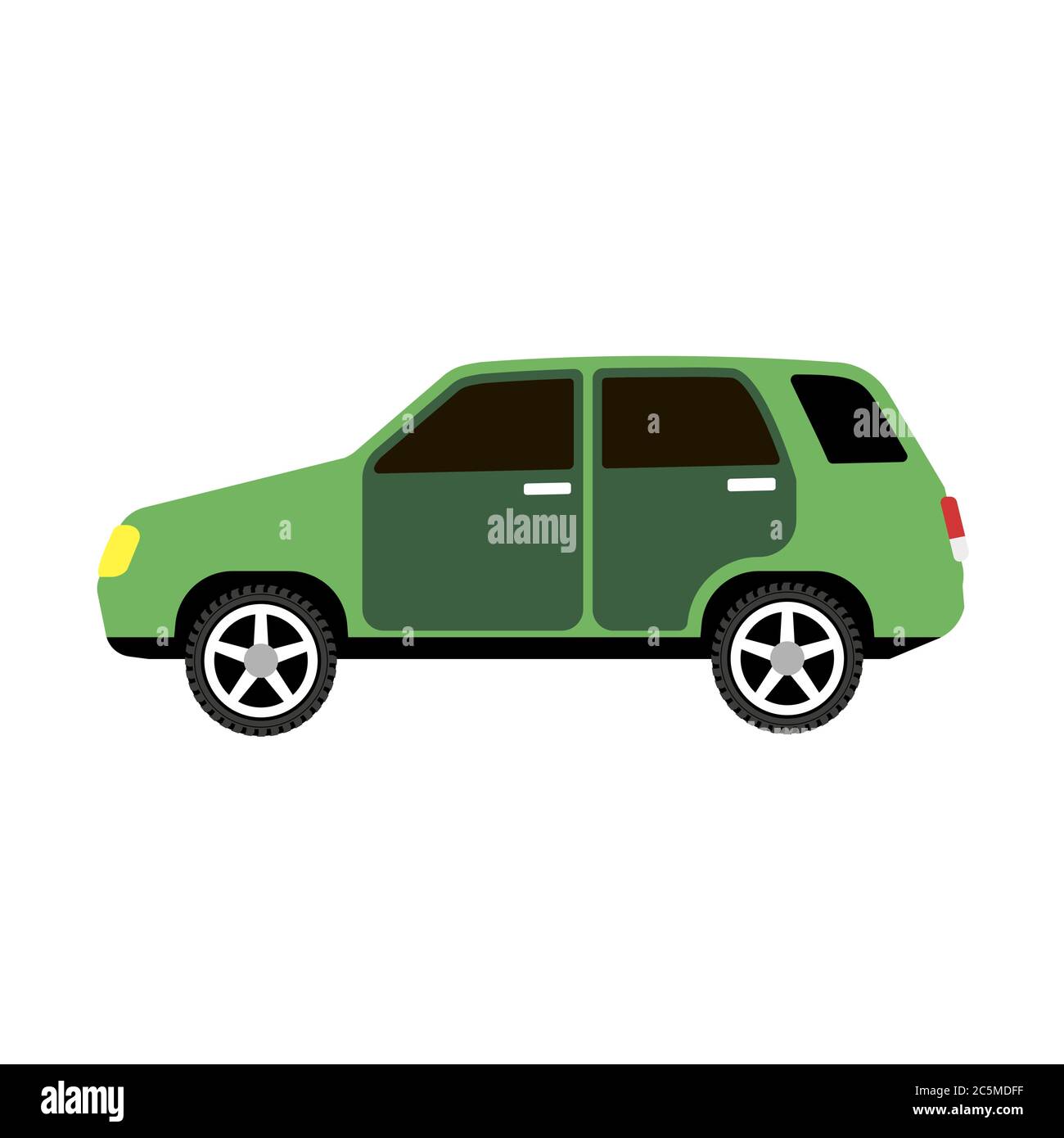 Green car on white background. Vector illustration in trendy flat style. ESP 10. Stock Vector