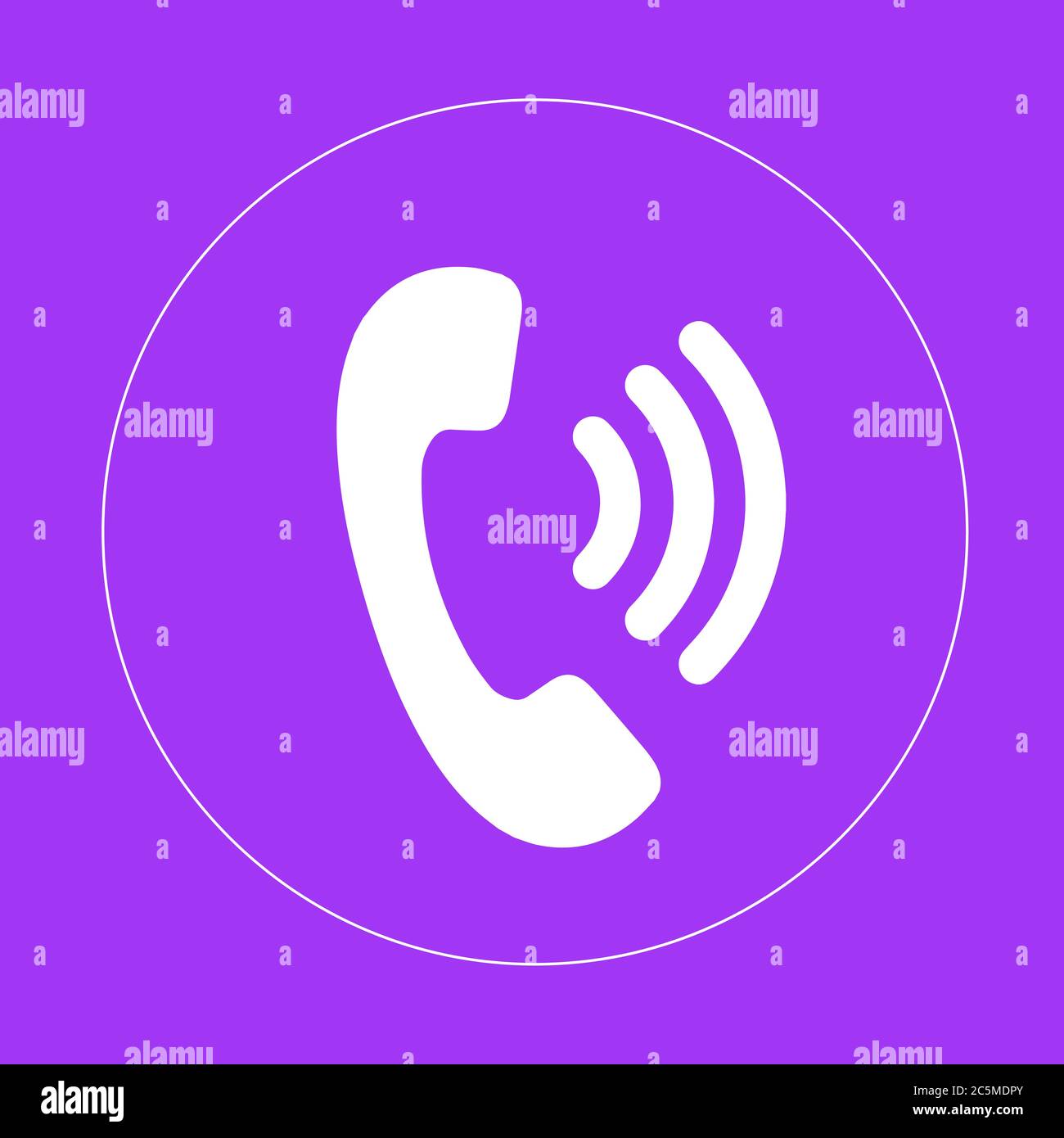 Incoming call sign icon in trendy flat style isolated on purple background. For your web site design, logo, app, UI. Vector illustration. Stock Vector