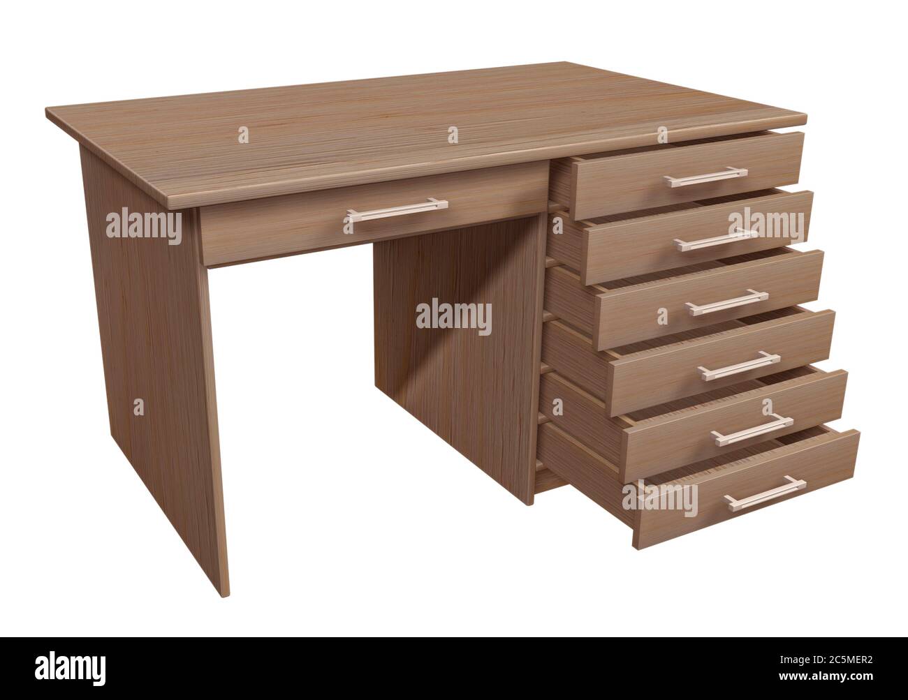 3D rendering of office desk isolated on white background Stock Photo ...