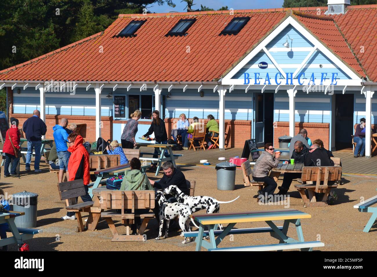 Beach Cafe beside the beach at Wells Next The Sea, Norfolk, UK Stock Photo