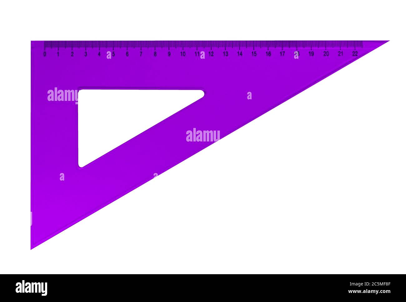 Triangular V Ruler Violet plastic triangular ruler isolated on white background. Clipping ...