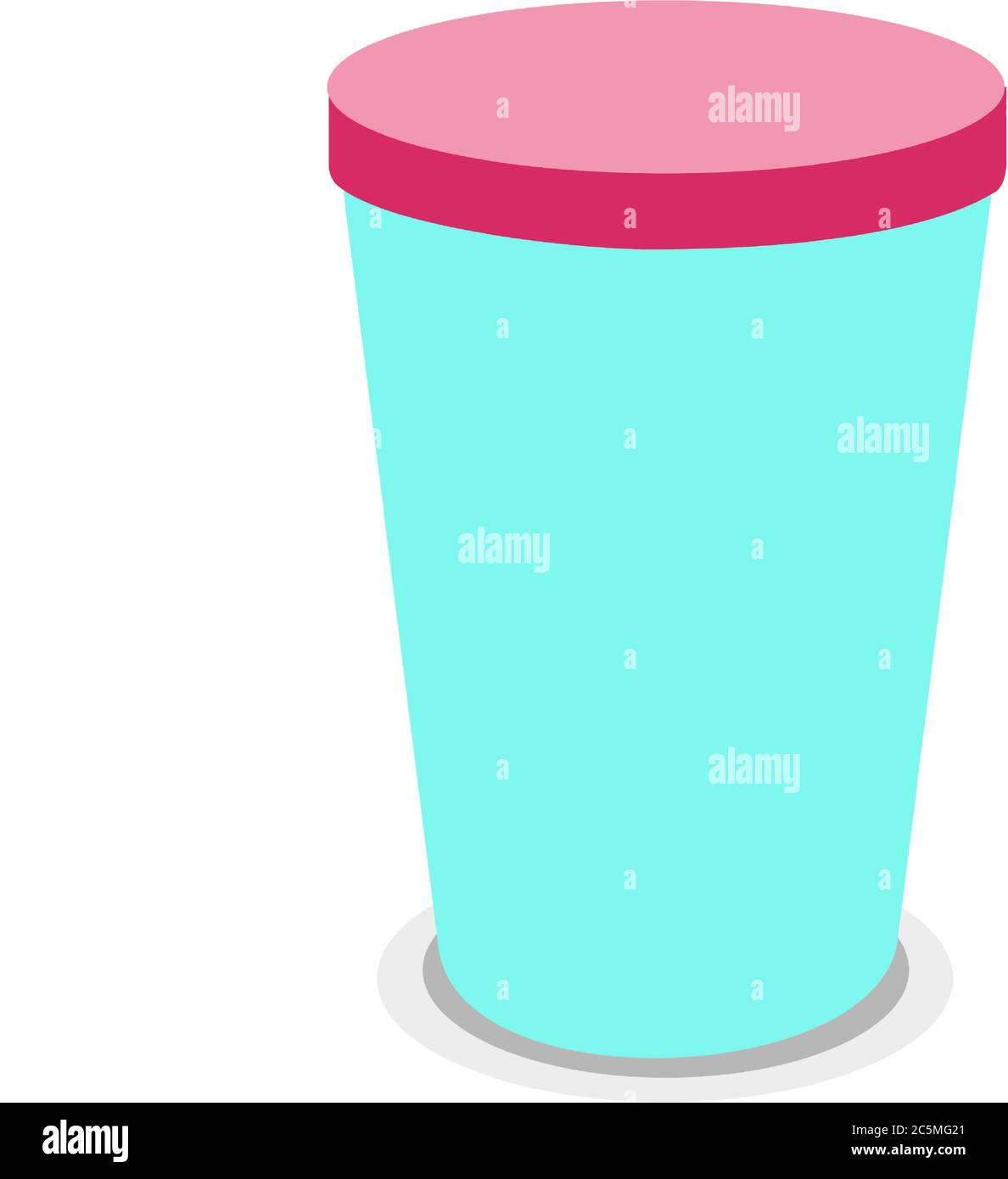 Plastic tumbler cup with pink lid. Vector. Stock Vector