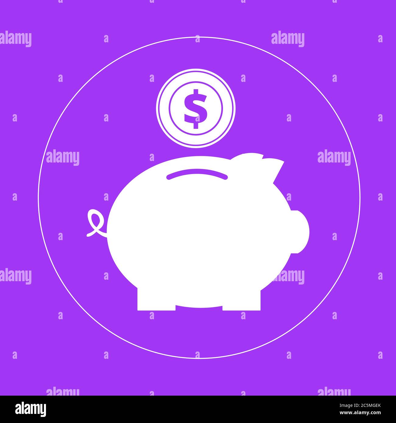 Piggy bank simple vector illustration in flat linework style. Stock Vector