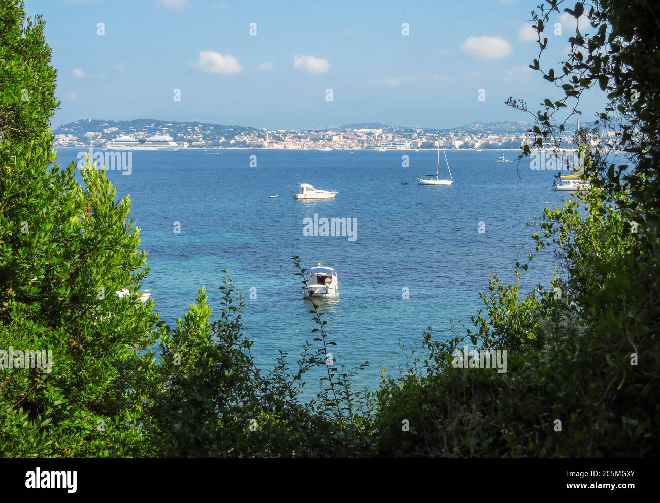 Cannes and sea bay from Sainte Marguerite island Stock Photo Alamy