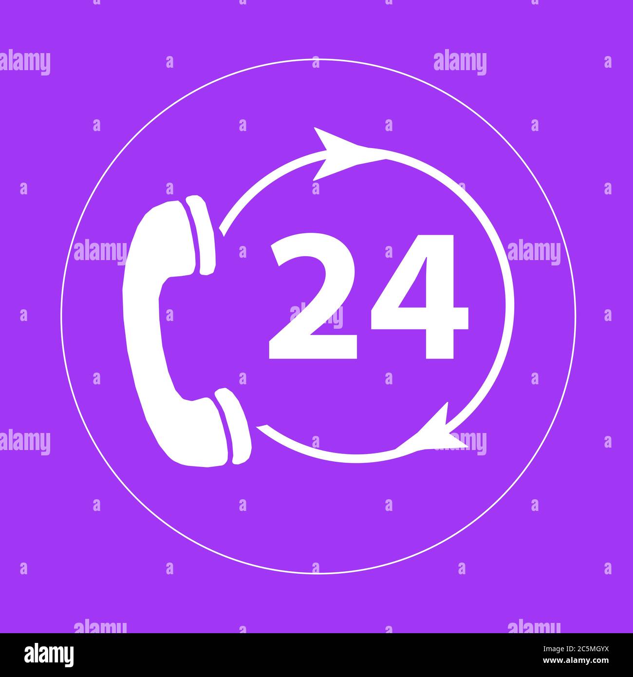 24 hours icon isolated on purple background. Vector illustration. Stock Vector