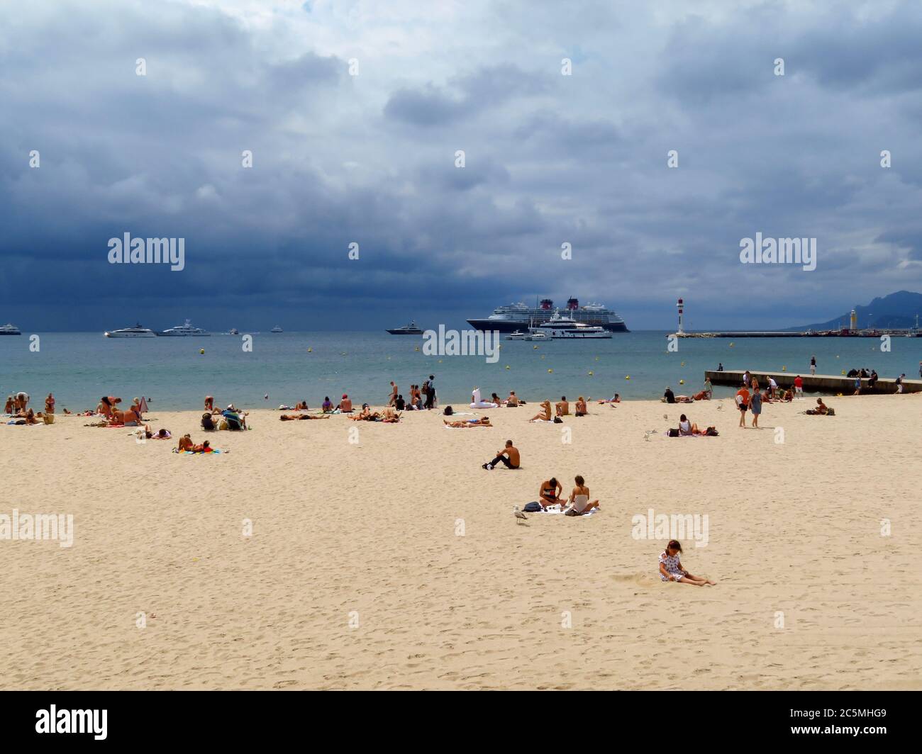 Cannes, France June 28, 2018 Unidentified vacationers enjoy the