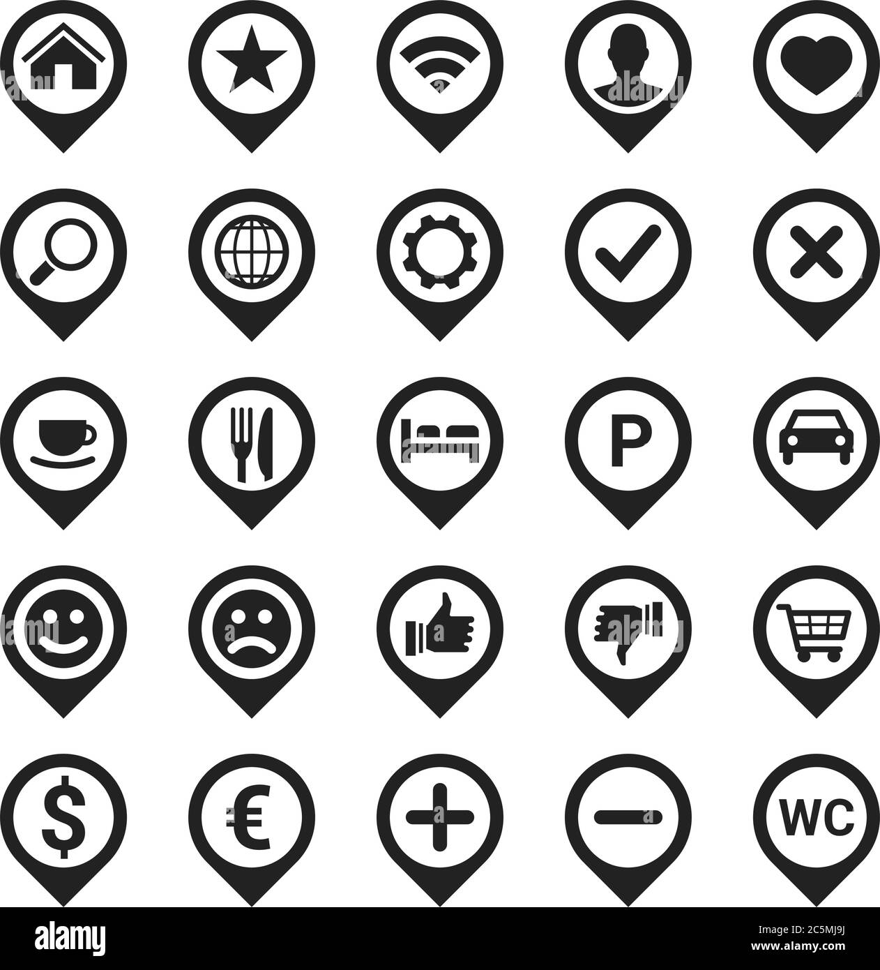 Set of location navigation marker pin icons Stock Vector