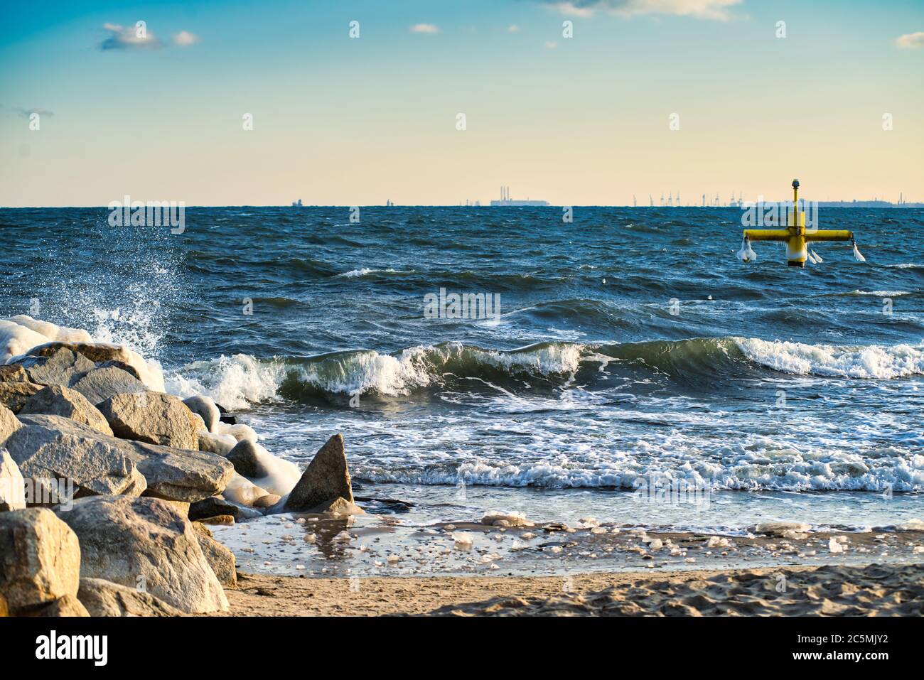 Winter landscape in beach. baltic nordic sea Stock Photo