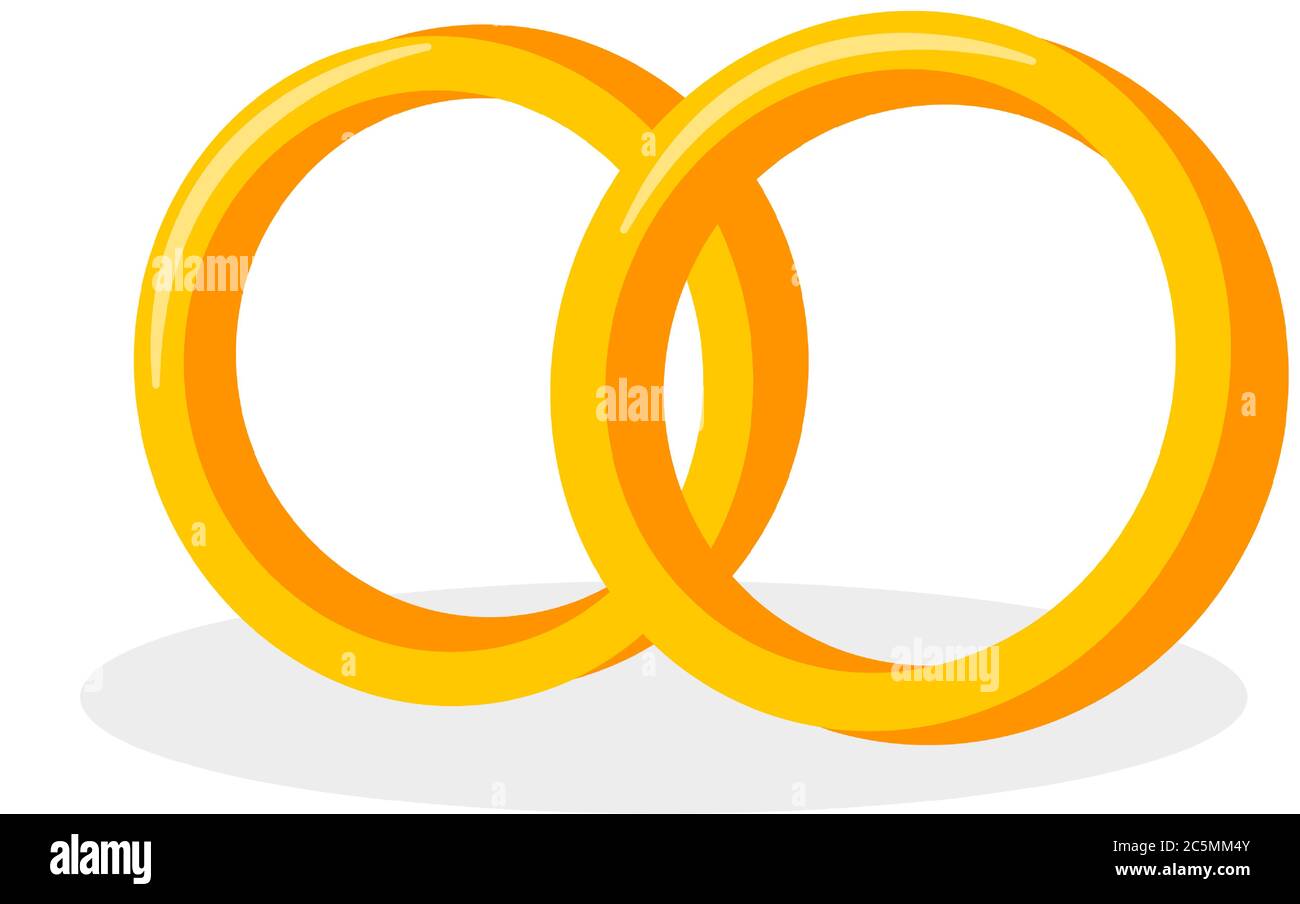 Vector gold wedding rings isolated on white background Stock Vector
