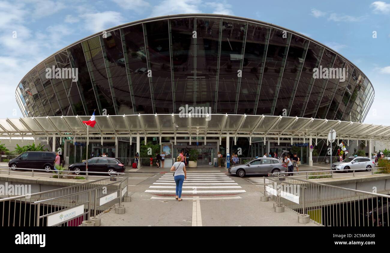 Nice, France - July 14, 2018: Terminal building at Nice Cote d'Azur ...