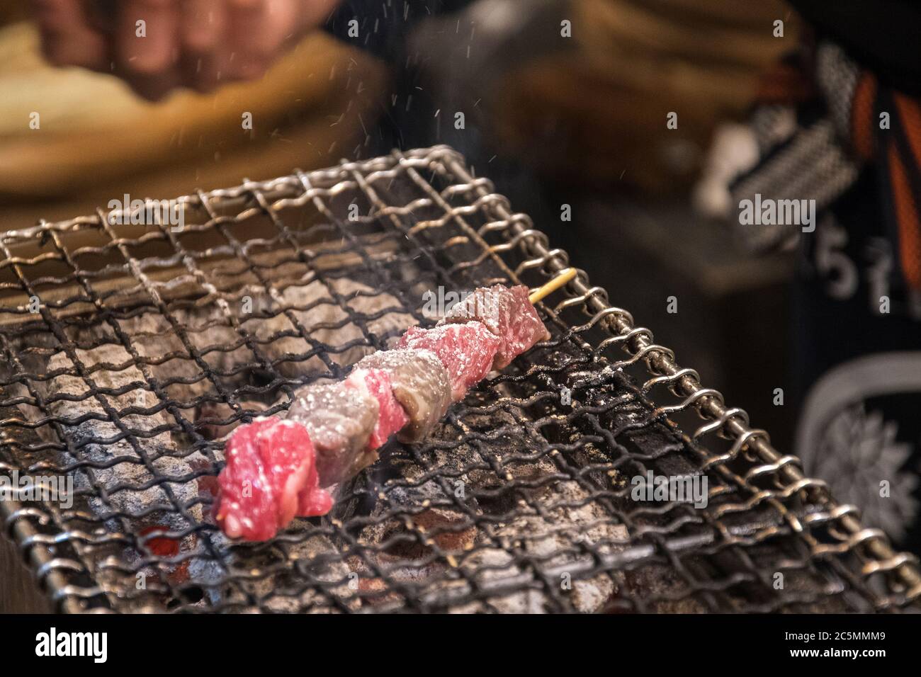 Best japan local beef grill on the oven in japanese stall at morning