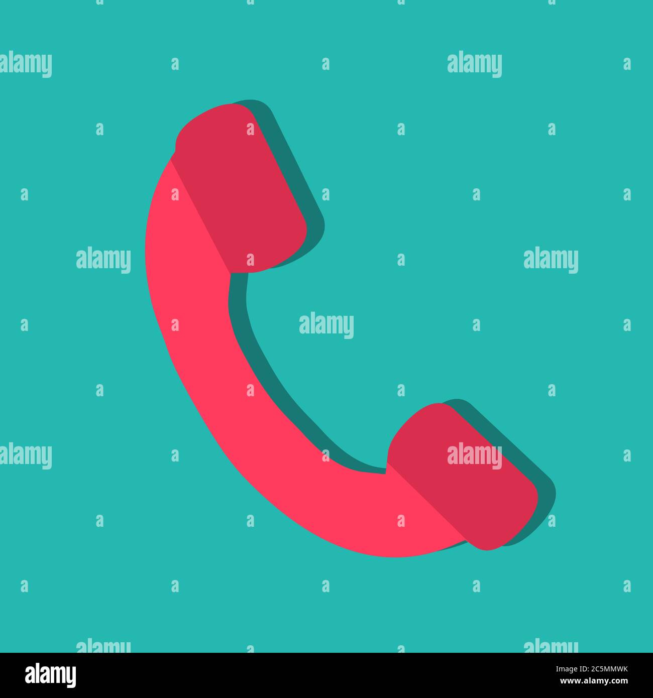 Handset vector glyph icon. Isolated on blue background. Vector illustration. Stock Vector
