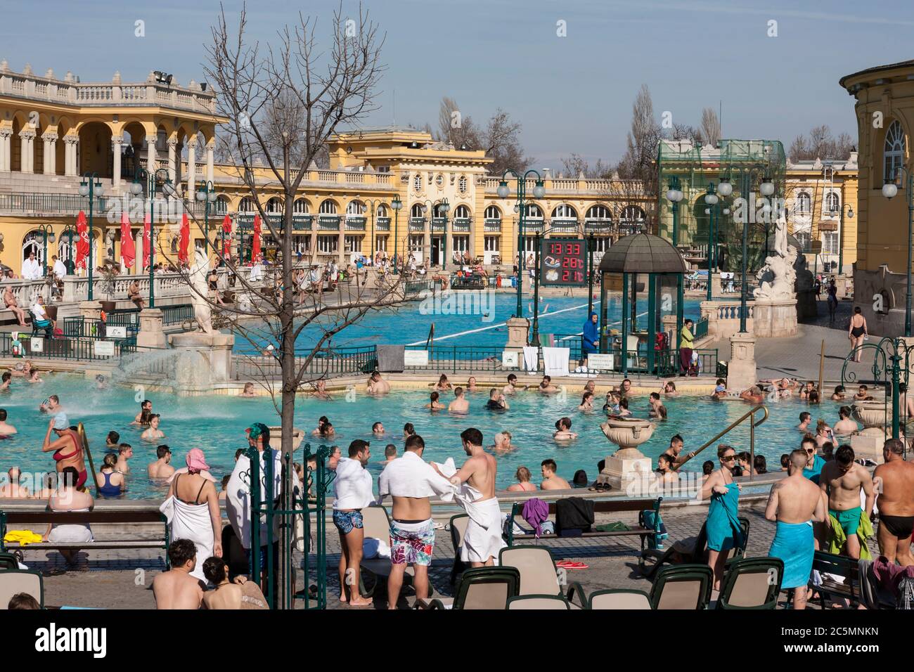Outdoor pools at the Széchenyi Thermal Baths, Városliget, Budapest