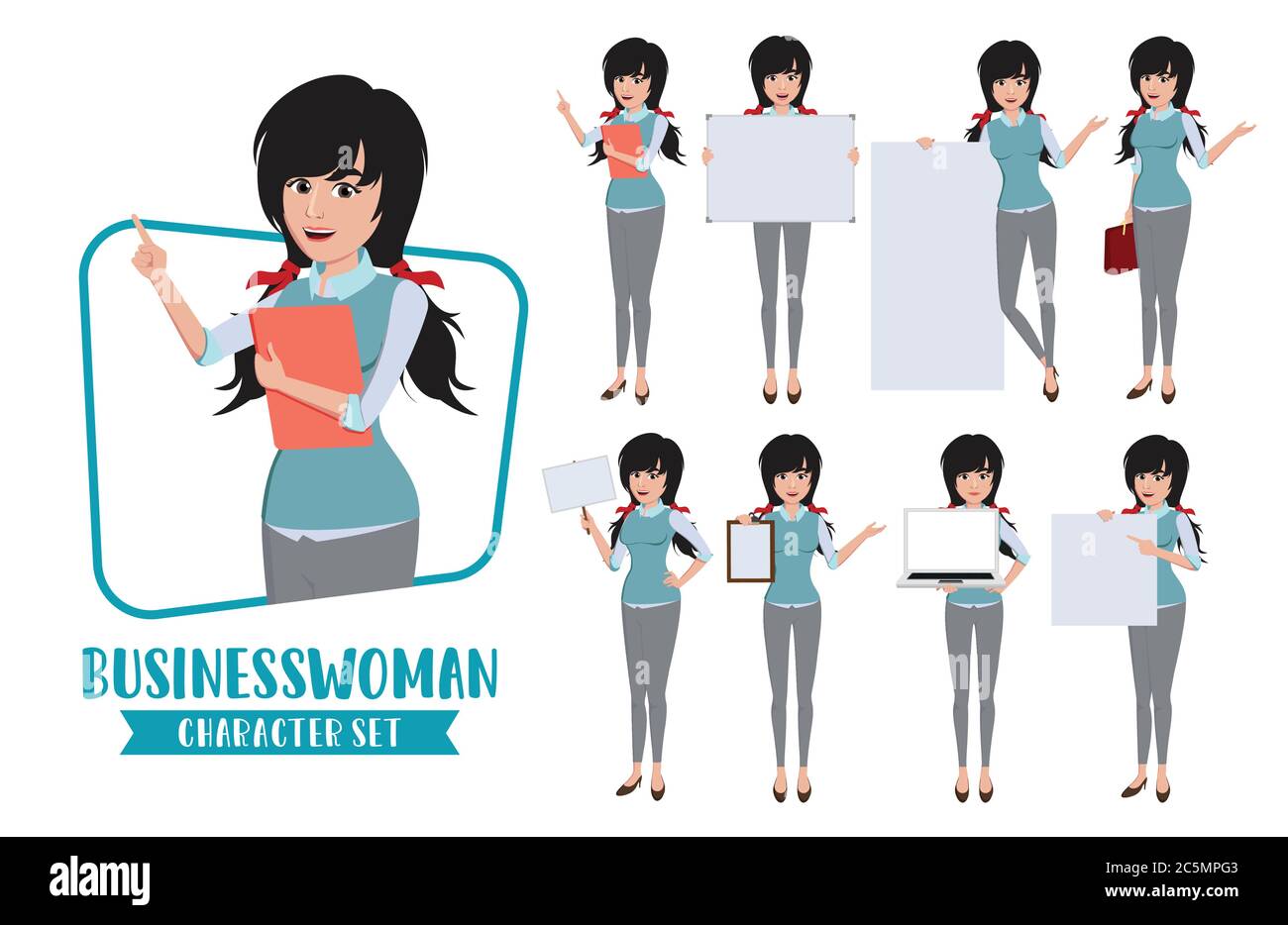 Businesswoman Character Vector Set Business Woman Characters Young