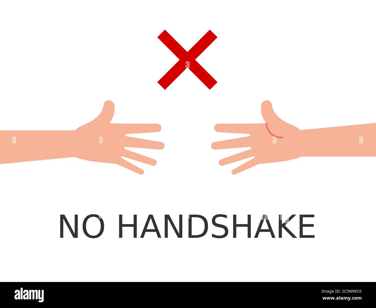 No handshakes symbol on white background. Two arms reaching out for each  other. Avoid touching. Stop handshake greeting gesture. Cartoon hands.  Vector Stock Vector Image & Art - Alamy