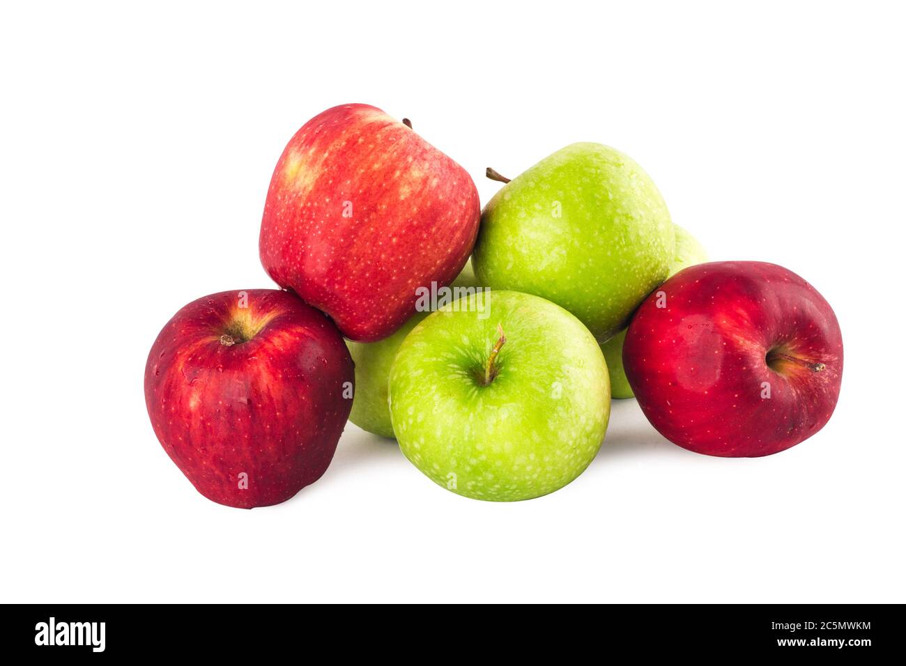 green apple and red apple ( malus domestica ) on white background fruit agriculture food isolated Stock Photo