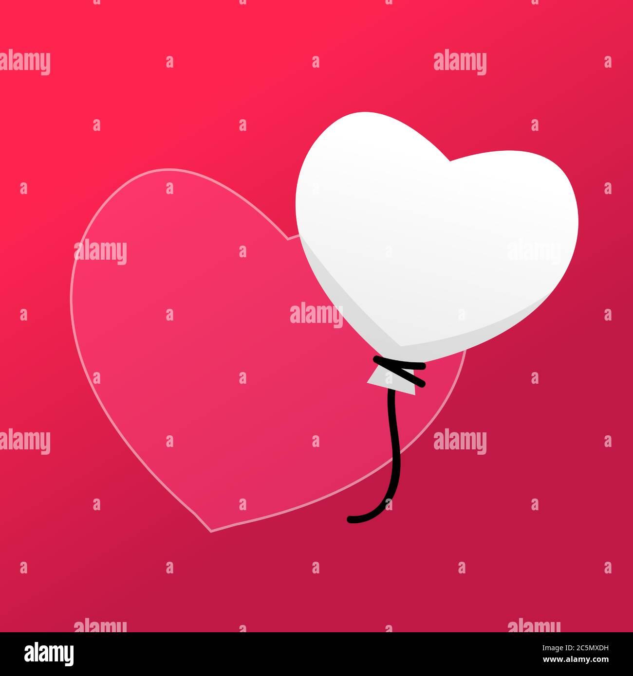 Valentines day background with white Balloons Heart and simple pink ...