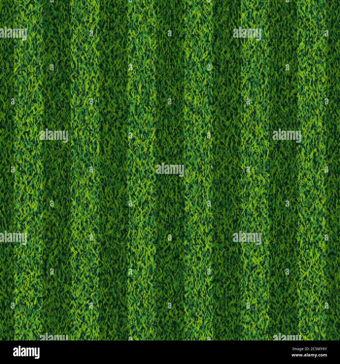 Soccer, football stripe field backdrop. Grass seamless realistic texture. Vector abstract nature illustration. Green lawn stadium background Stock Vector