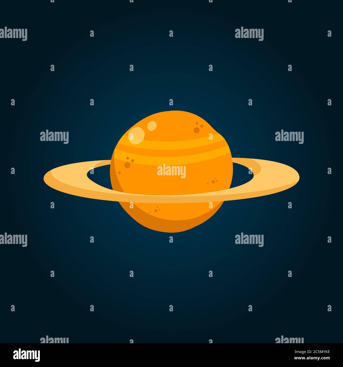Planet Saturn, isolated on dark background. Planet with ring. Stock Vector