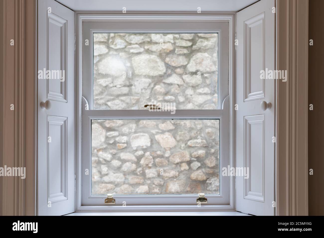 Modern kitchen interior with open window Stock Photo - Alamy