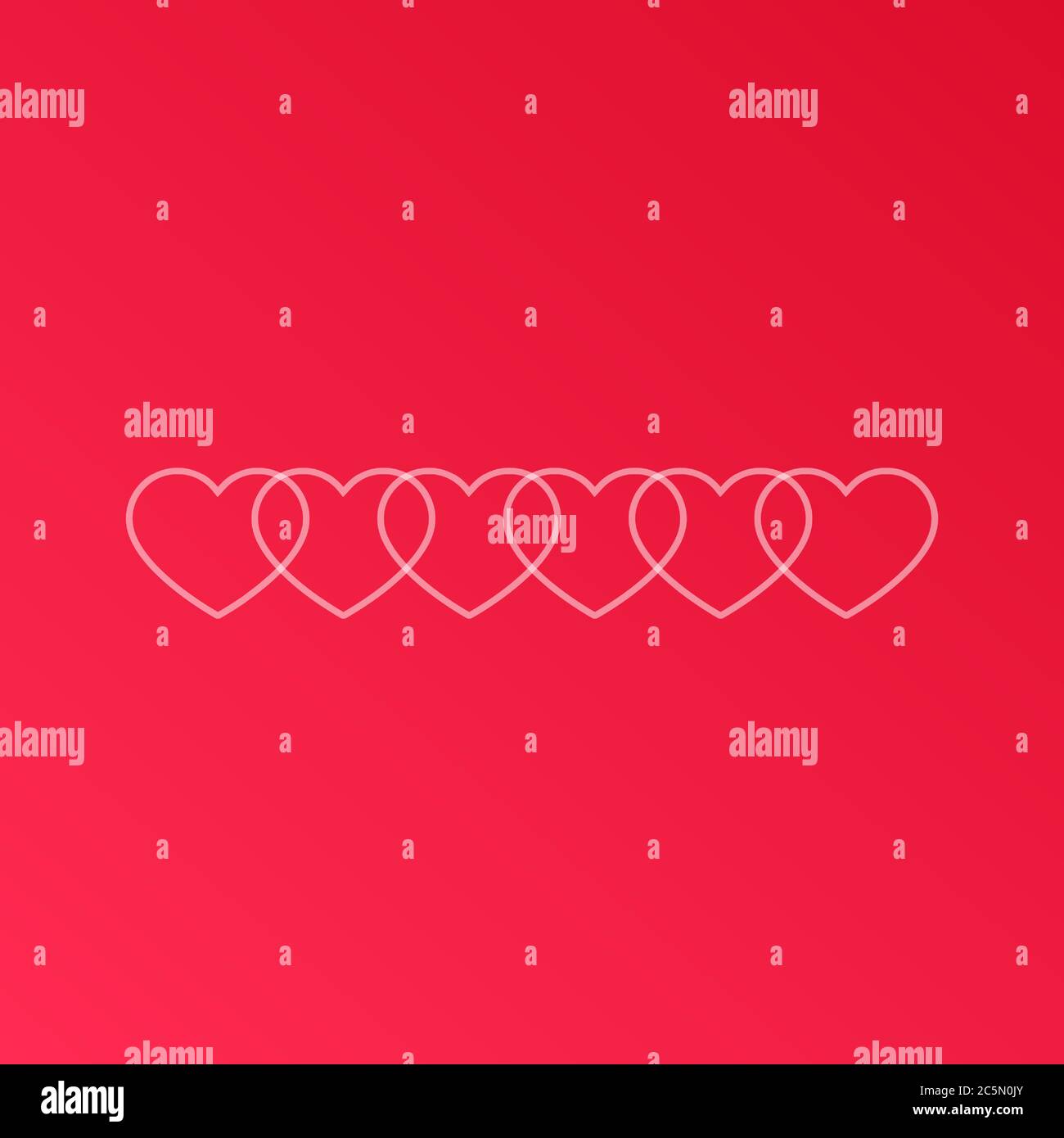 Happy Valentines day, simple circuit hearts on porfect red background, vector illustration. Beautiful love. Stock Vector