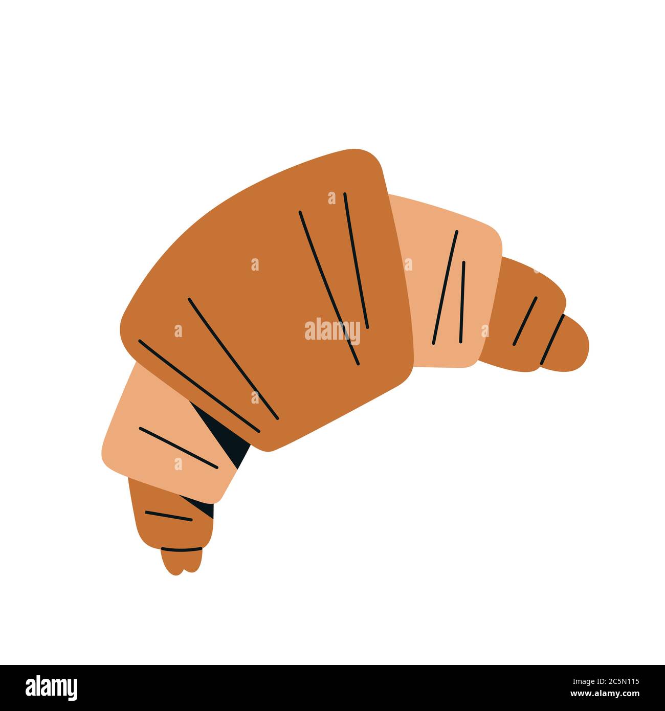 Hand drawn croissant icon, isolated vecor illustration, sweet bakery food, french cuisine Stock Vector