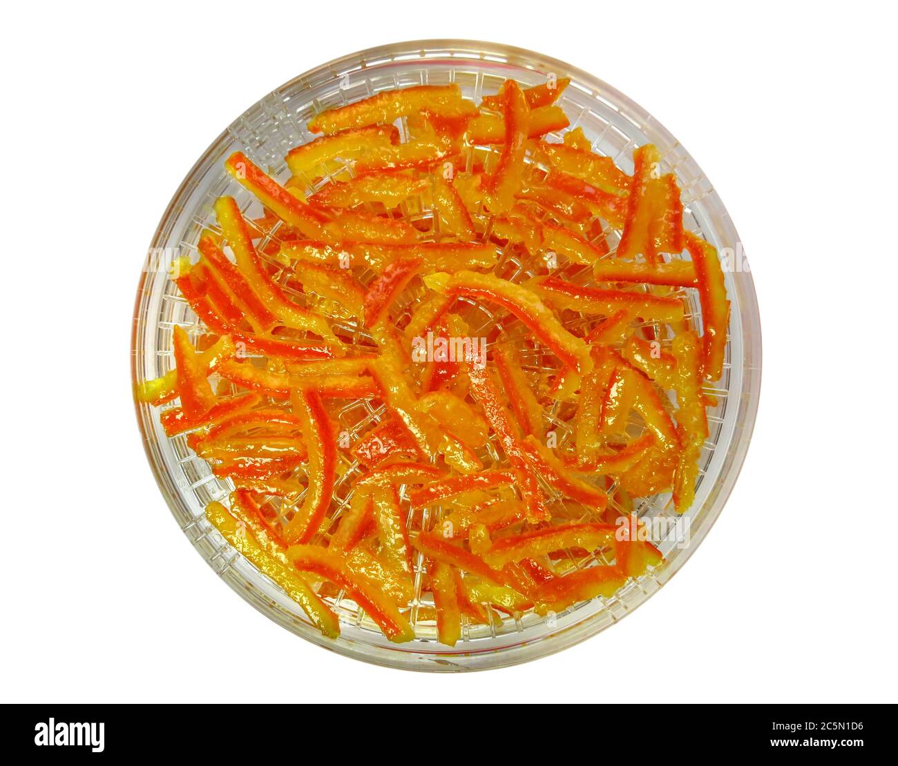 Candied orange peels on the dish with Clipping Path Stock Photo - Alamy