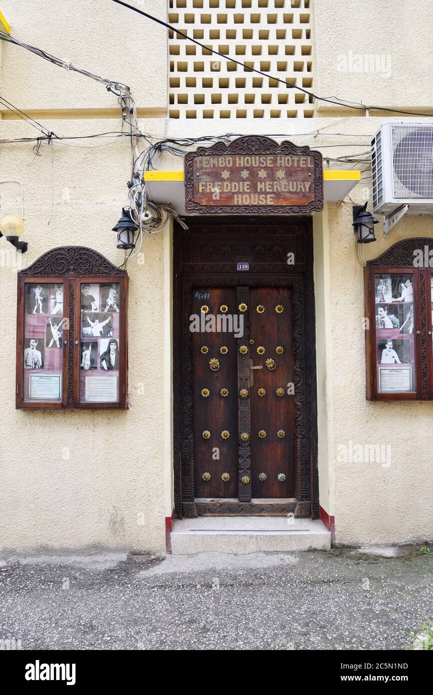 Stone Town, Zanzibar - October 7, 2019: The house in which Freddy Mercury lived in Zanzibar, Tanzania, Africa Stock Photo