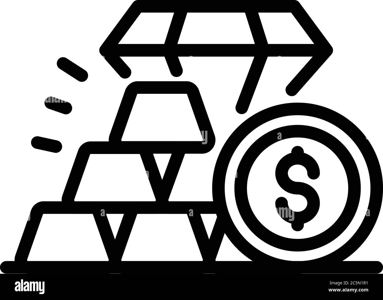 Gold bars money icon, outline style Stock Vector Image & Art - Alamy