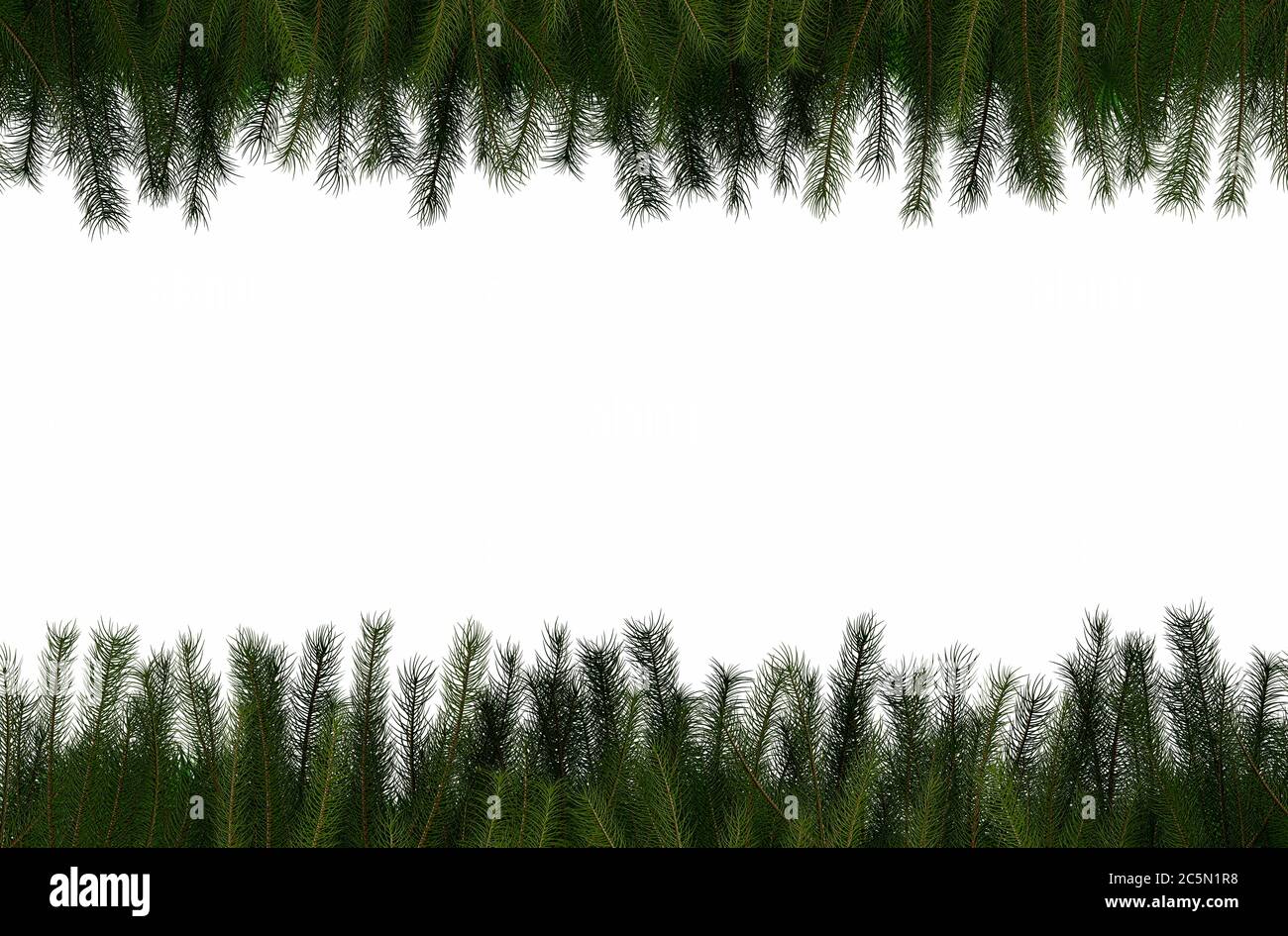 Christmas frame of fir branches with white background Stock Photo - Alamy