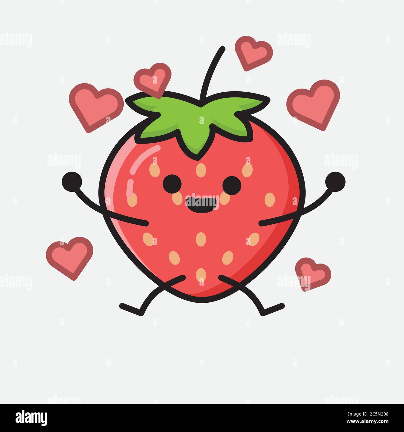 An illustration of Cute Strawberry Mascot Vector Character Stock Vector ...