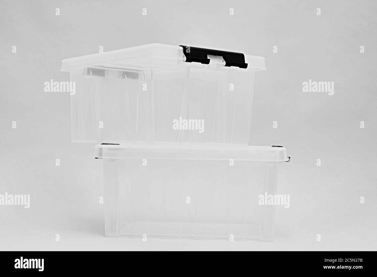 Transparent plastic box for storage and transportation. Boxes for the delivery of products
