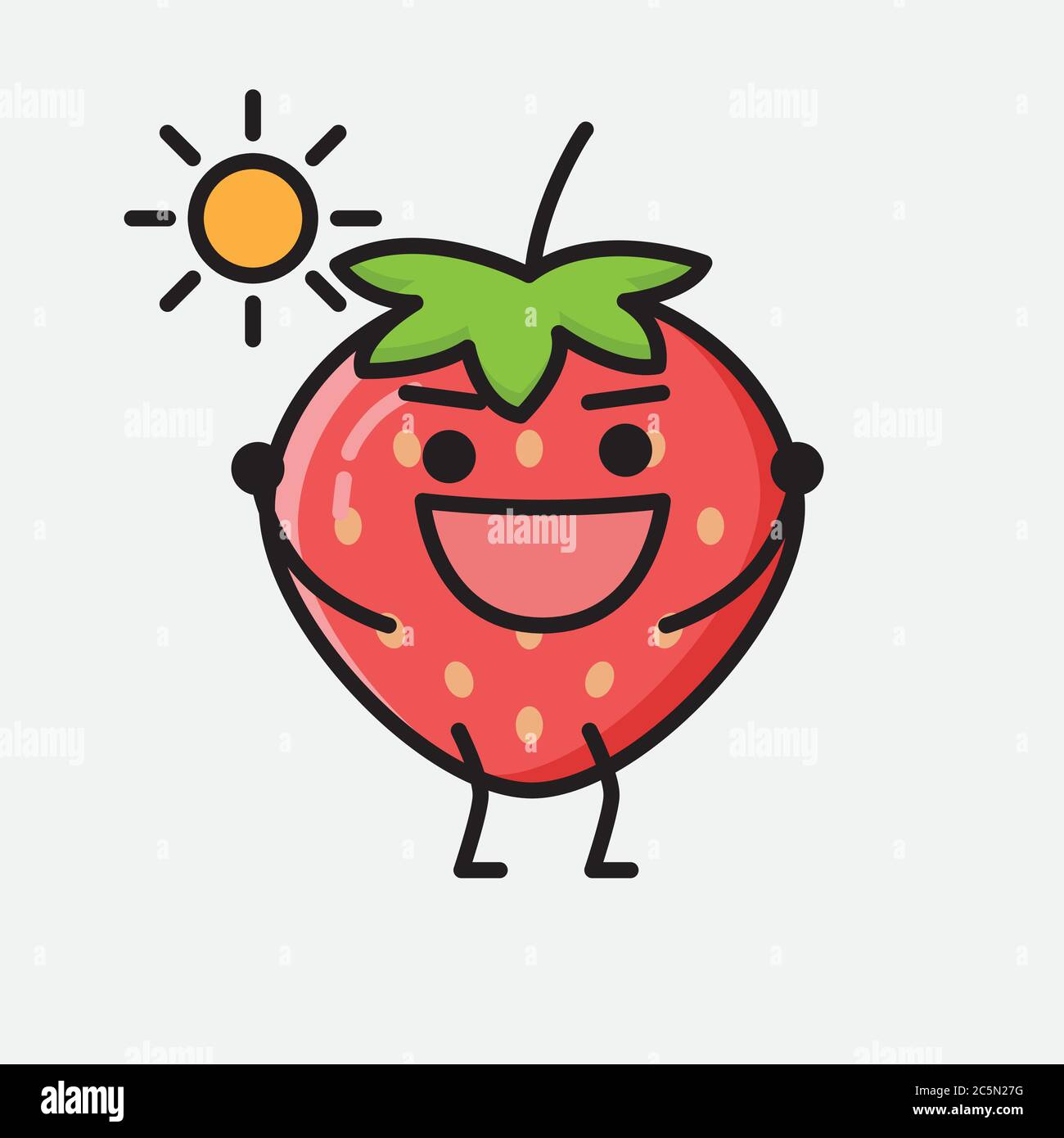 An illustration of Cute Strawberry Mascot Vector Character Stock Vector ...