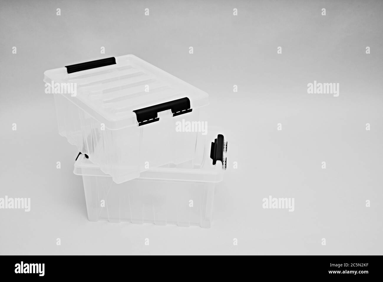Transparent plastic box for storage and transportation. Boxes for the delivery of products