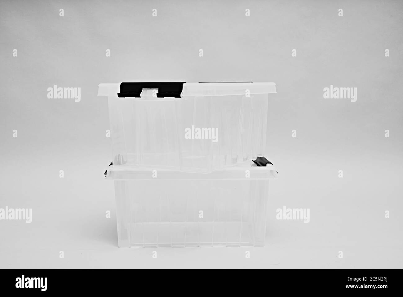 Transparent plastic box for storage and transportation. Boxes for the delivery of products