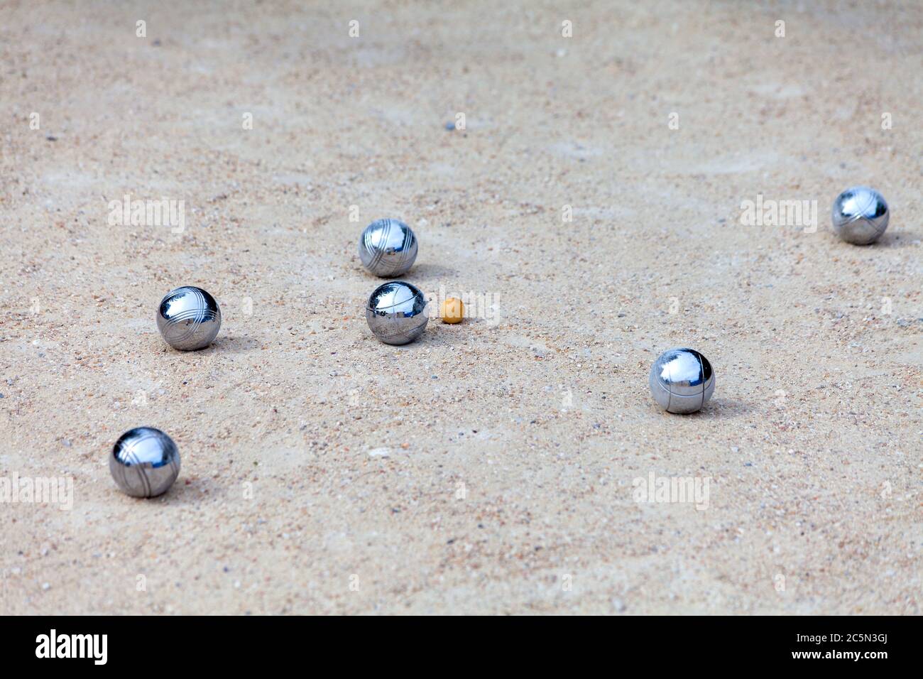 Bocce balls for typical French game Jeu de boule Stock Photo Alamy