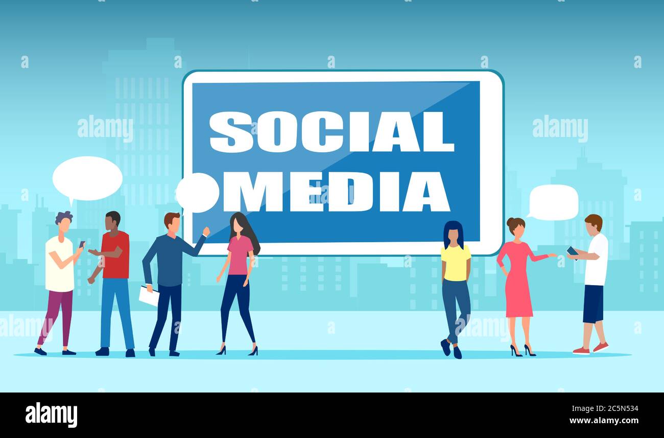 Vector of diverse people communicating together via social media online platforms Stock Vector