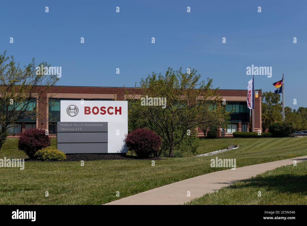 Florence - Circa July 2020: Robert Bosch Automotive Steering headquarters. Robert Bosch develops and produces steering systems for passenger cars, com Stock Photo
