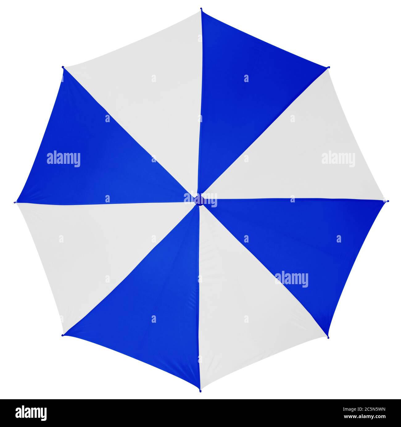 BlueWhite umbrella isolated on white background. Clipping path