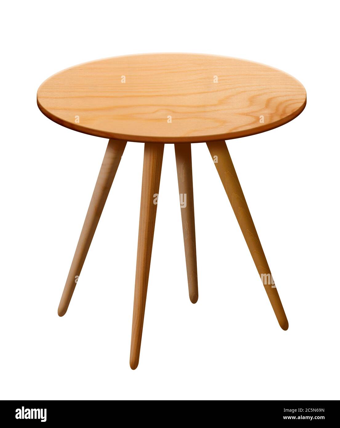 Wooden round table isolated on white background Stock Photo - Alamy