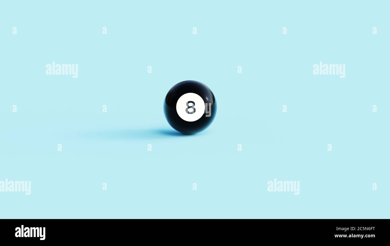 Pool eight ball, magic snooker ball number 8 as a concept of luck, 8-ball 3D illustration Stock Photo