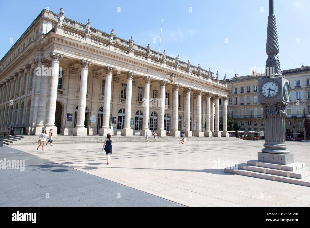 Bordeaux , Aquitaine / France - 10 30 2019 : Facade of the opera grand theatre of Bordeaux with clock city center, France Stock Photo