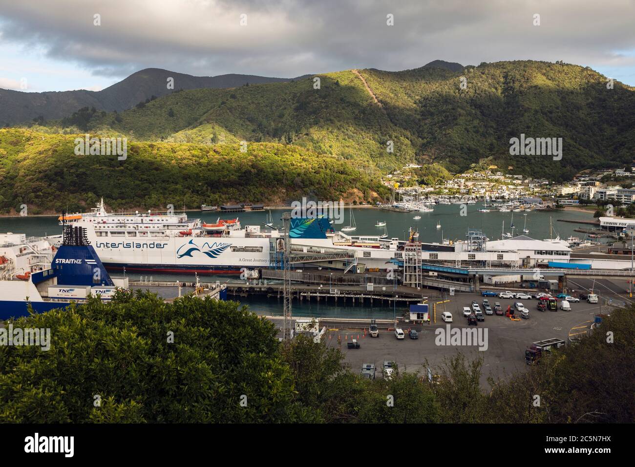 Picton harbour, Marlborough, South Island, New Zealand Stock Photo