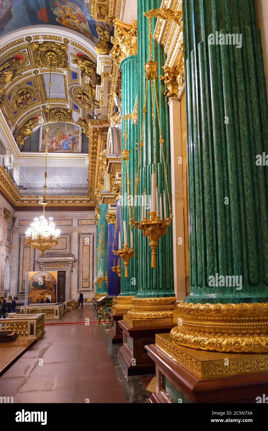 St Petersburg, Russia - January 30, 2020: Interior of the St Isaac Cathedral in Saint Petersburg. Inside view of St Petersburg landmark Stock Photo