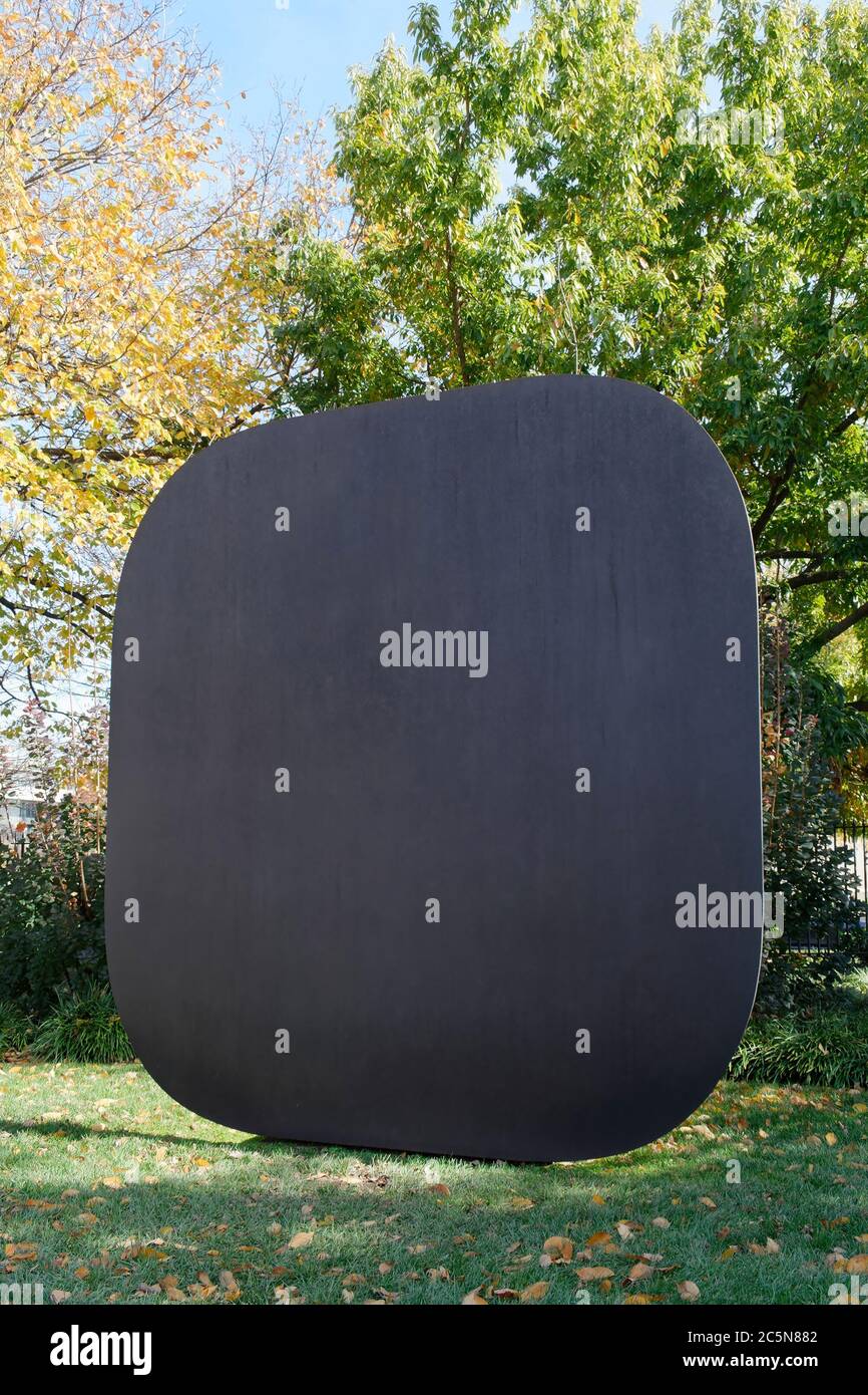 Ellsworth Kelly’s abstract sculpture Stele II (constructed in 1973) installed in National Gallery of Art Sculpture Garden, Washington, DC, USA Stock Photo
