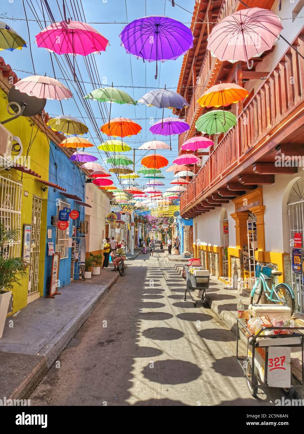 Colourful streets of Getsemani in Cartagena, Colombia Stock Photo Alamy