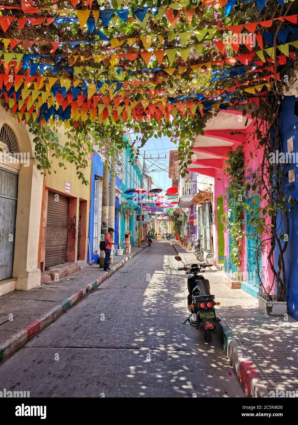 Colourful streets of Getsemani in Cartagena, Colombia Stock Photo Alamy