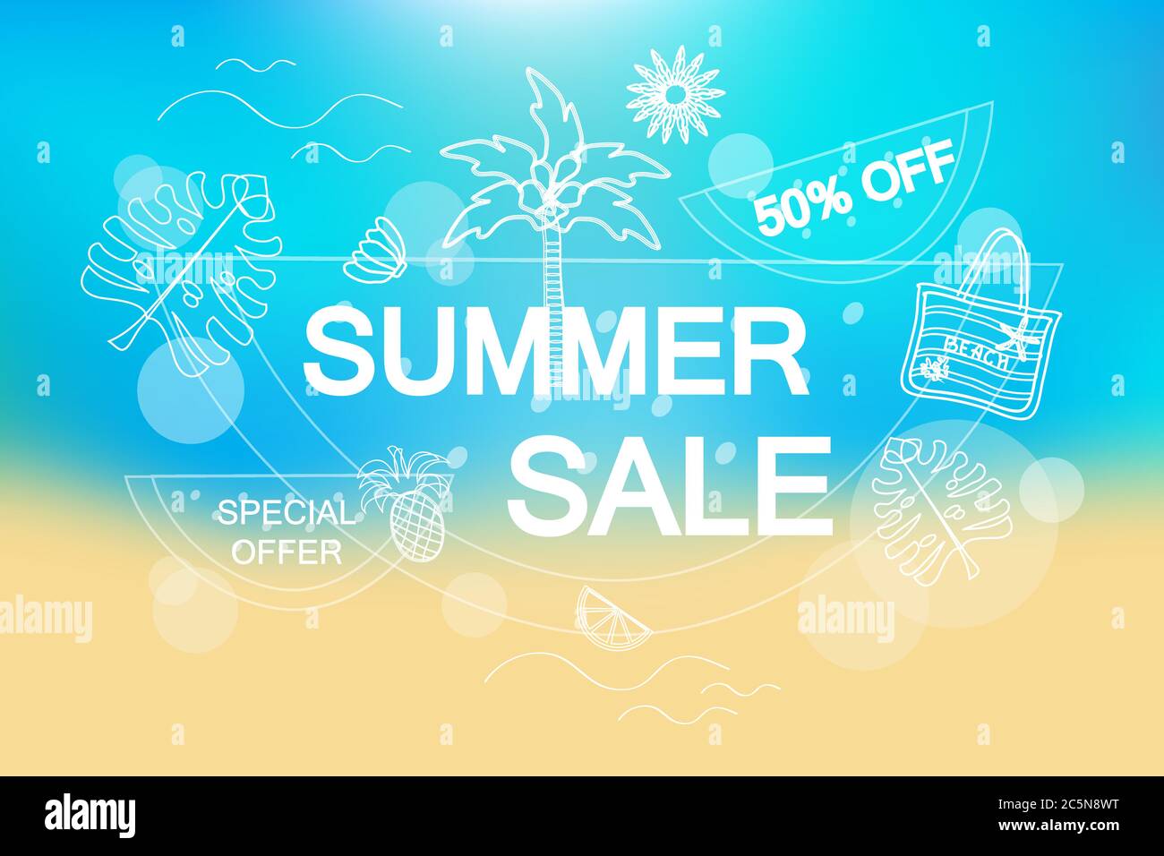 Summer sale banner vector background illustration pattern Stock Vector