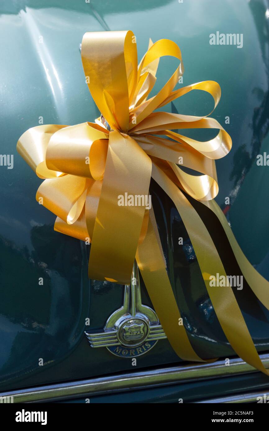Morris Minor bonnet with rosette Stock Photo - Alamy