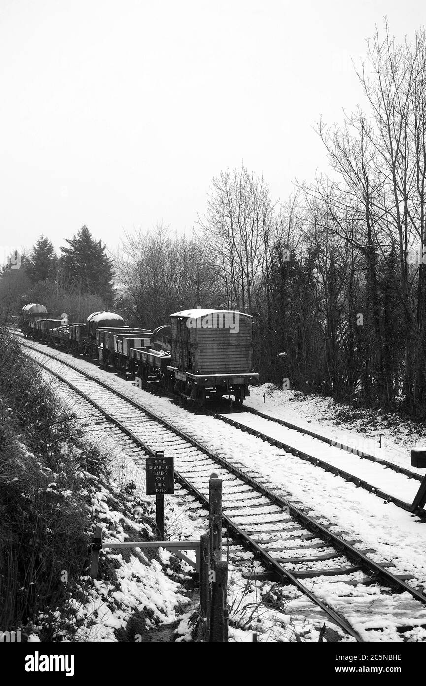 Trucks on a sidings at Bewdley. Stock Photo